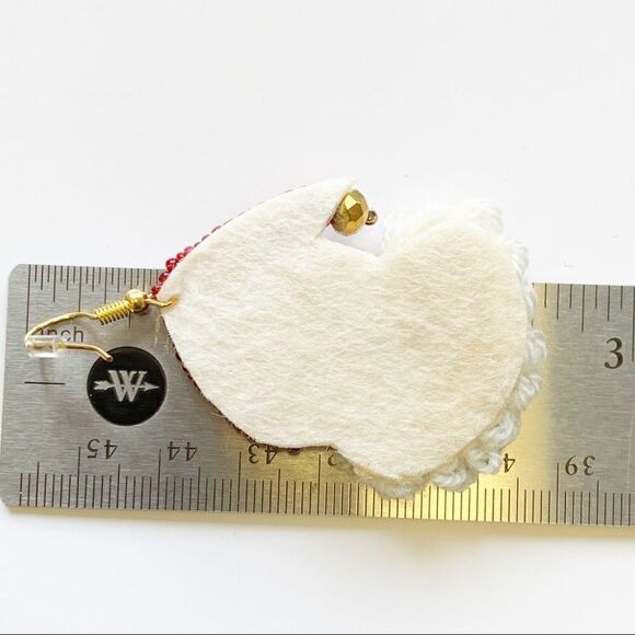 Boho Seed Beaded Big Beard Christmas Santa Claus Earrings - Picture 7 of 9